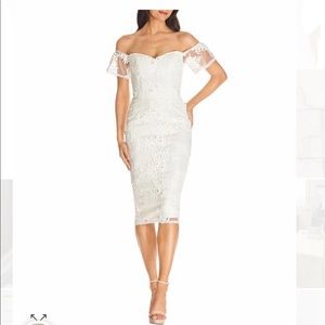 Dress The Population Off The Shoulder White Dress (Lace Detail)